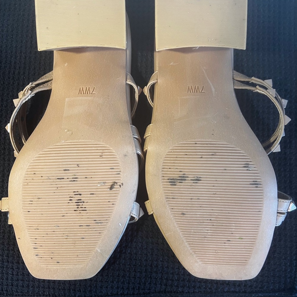 Studded strappy sandal. Size 7W. 2” square heel. Tan. - Picture 3 of 3
